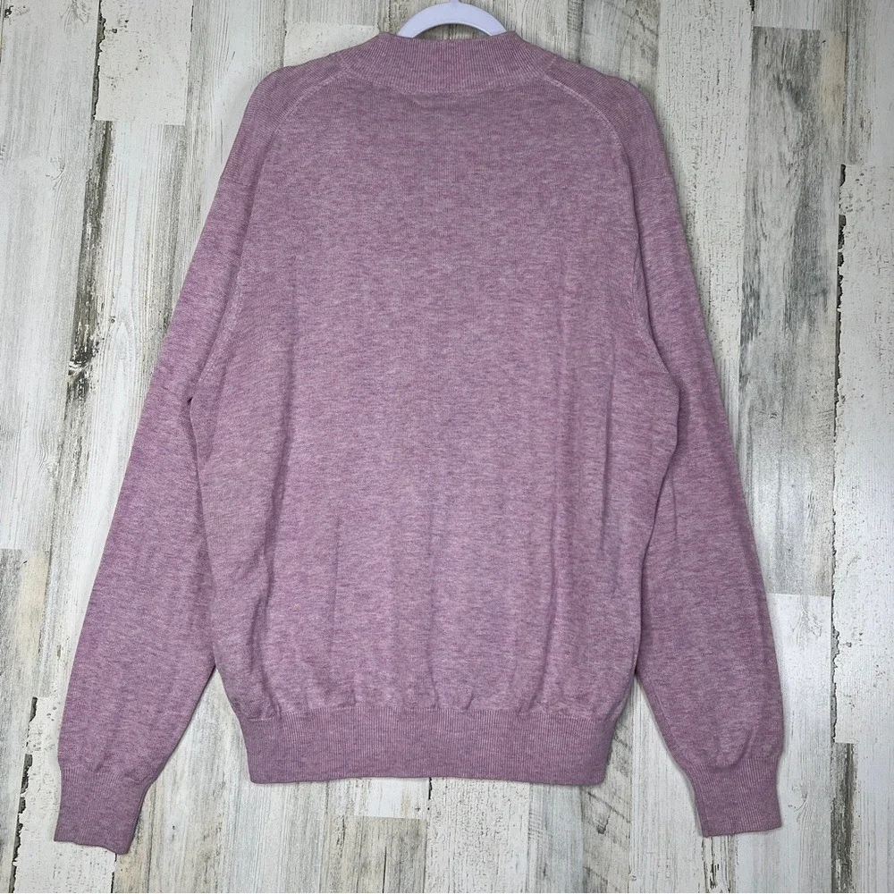 Peter Millar Mens XL Sweater Silk Wool Purple 1/4 Zip‎ Preppy Pullover